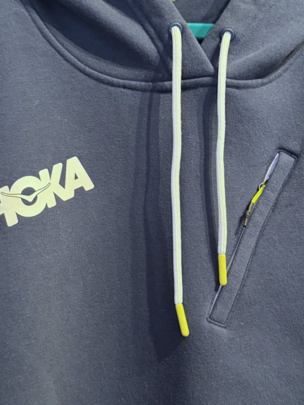 Hoka Navy Logo Hoodie Fleece Pullover Athleisure Gorpcore Minimalist Women's XL - Picture 5 of 12